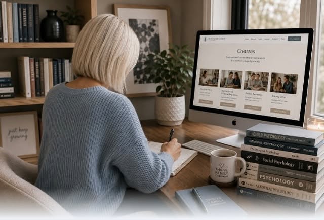 Sian Trombley, founder of Selfey, working at her desk
